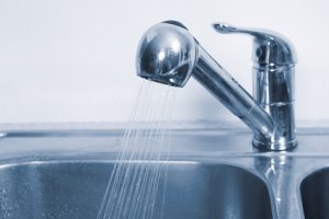 Kitchen Water tap and sink.