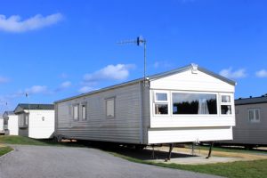Caravan on a trailer park in summer